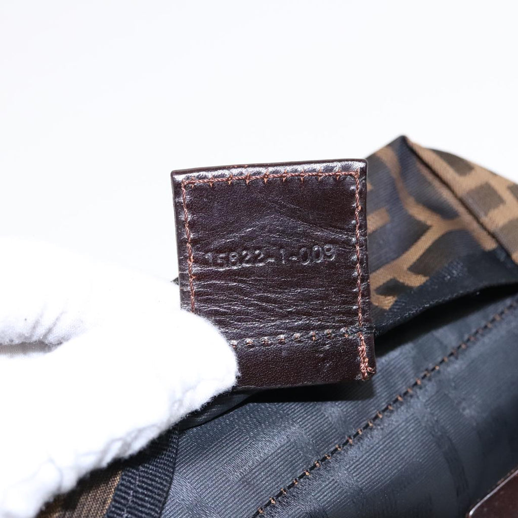 FENDI Zucca Canvas Hand Bag Brown Black Silver92553