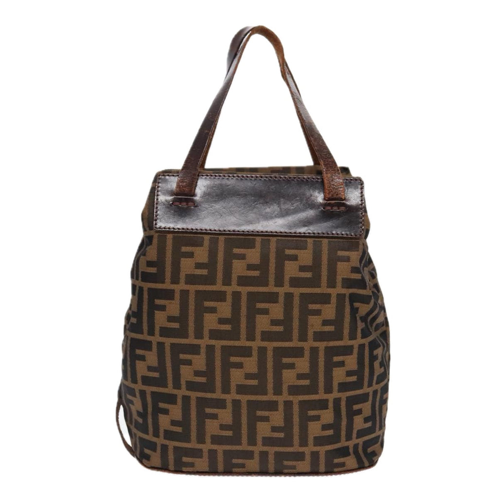 FENDI Zucca Canvas Hand Bag Brown Black Silver92553