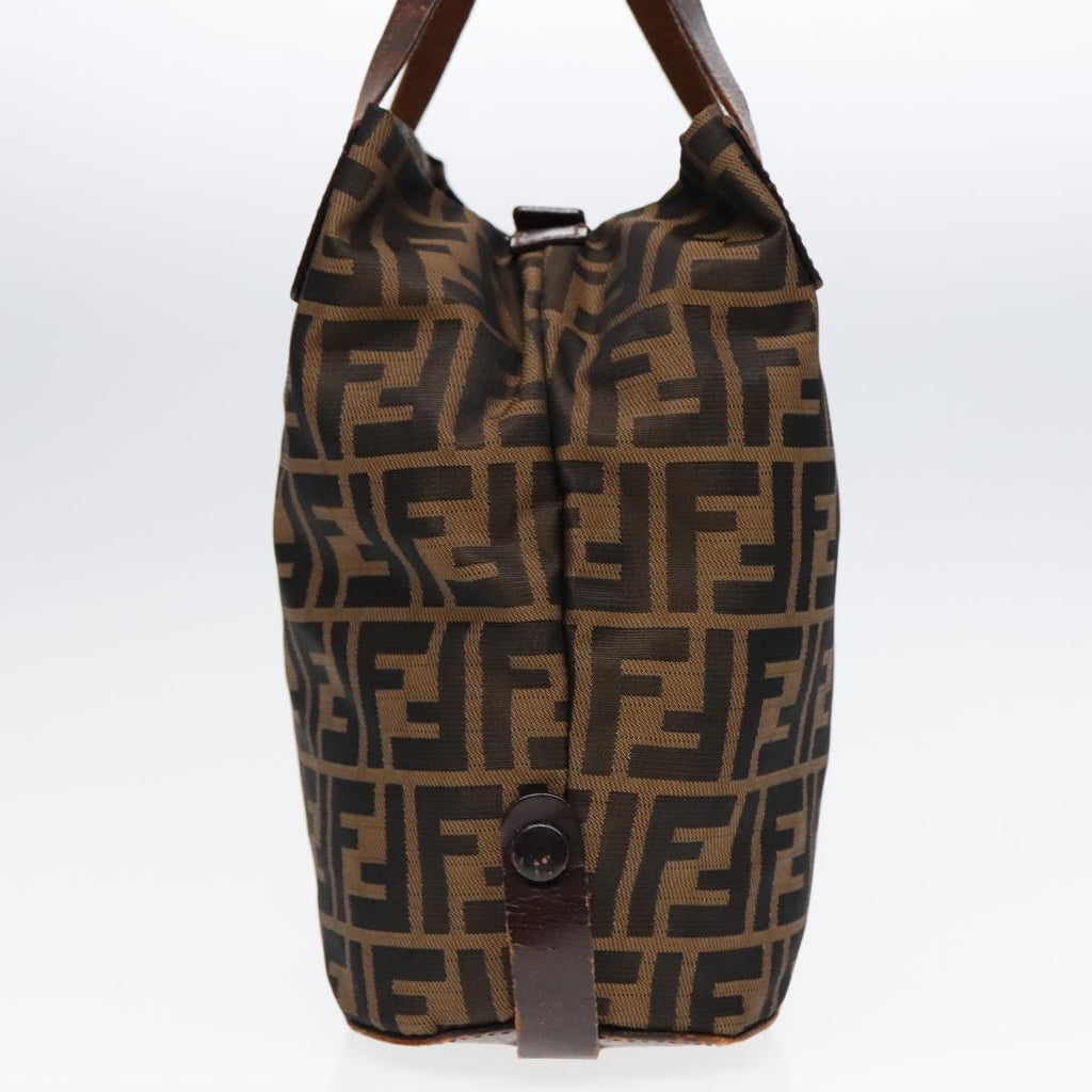 FENDI Zucca Canvas Hand Bag Brown Black Silver92553