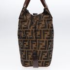 FENDI Zucca Canvas Hand Bag Brown Black Silver92553