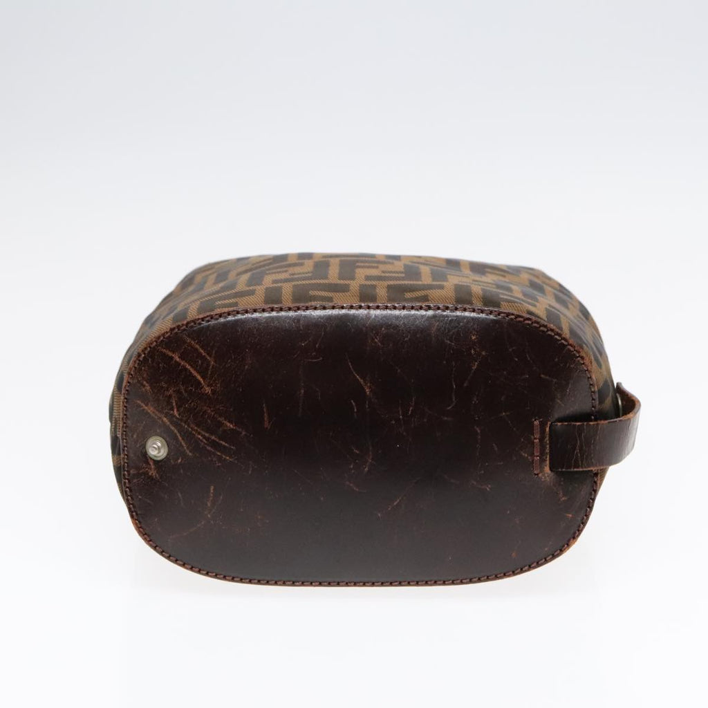 FENDI Zucca Canvas Hand Bag Brown Black Silver92553