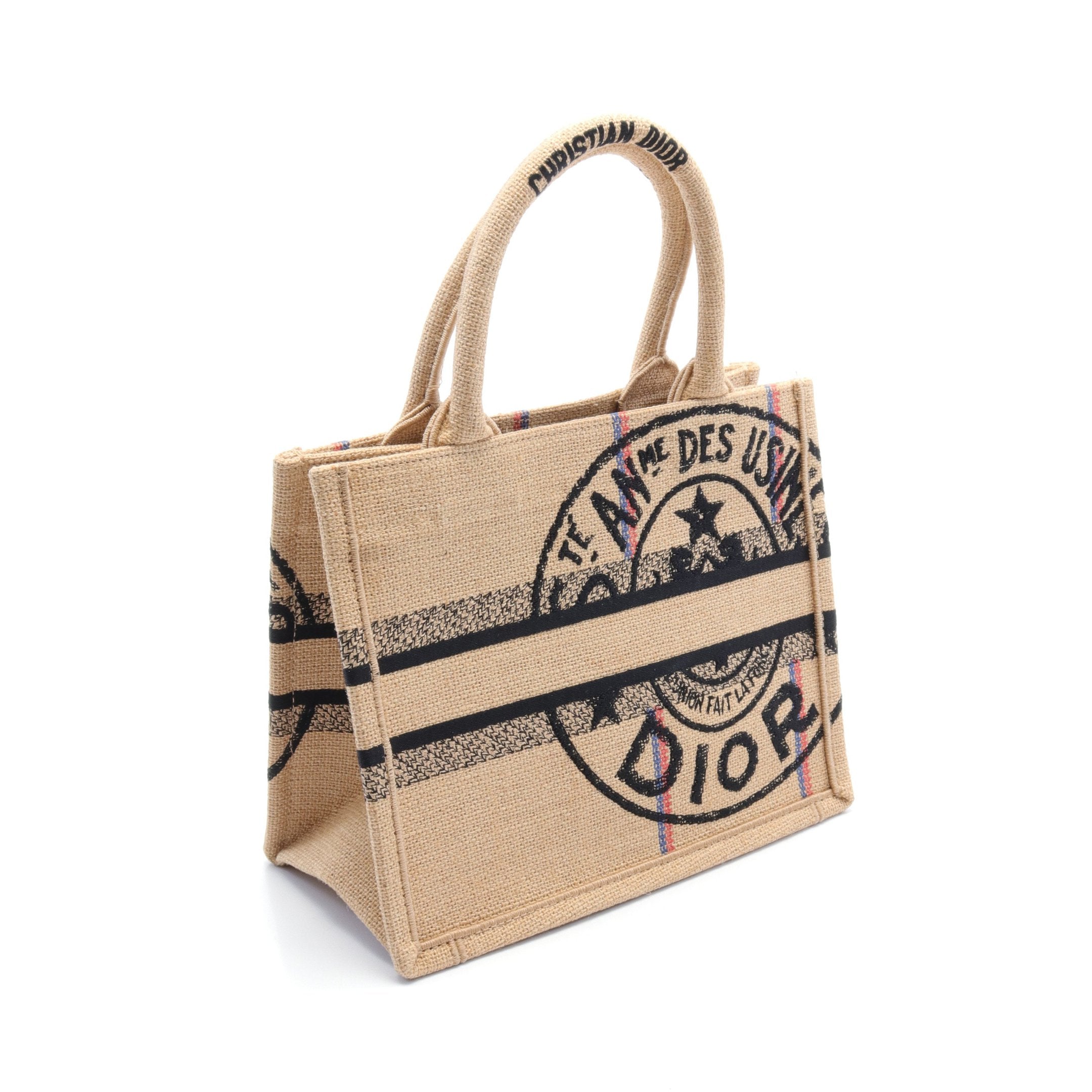 Dior BOOK TOTE Book tote Small Dior Union Handbag Tote bag Jute Canvas Beige Multicolor