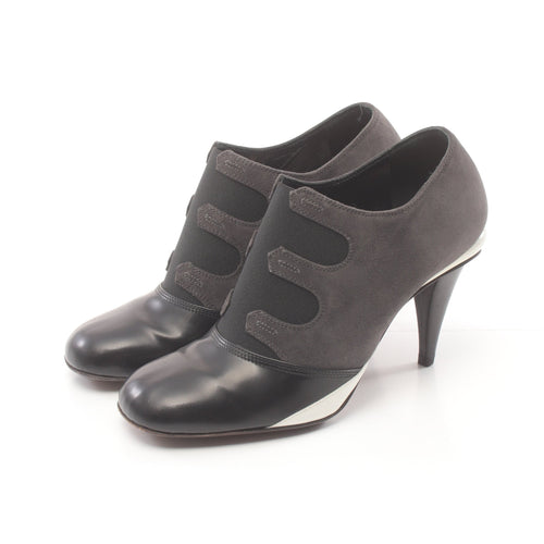 FENDI Booties Pumps Leather Suede Dark gray Black