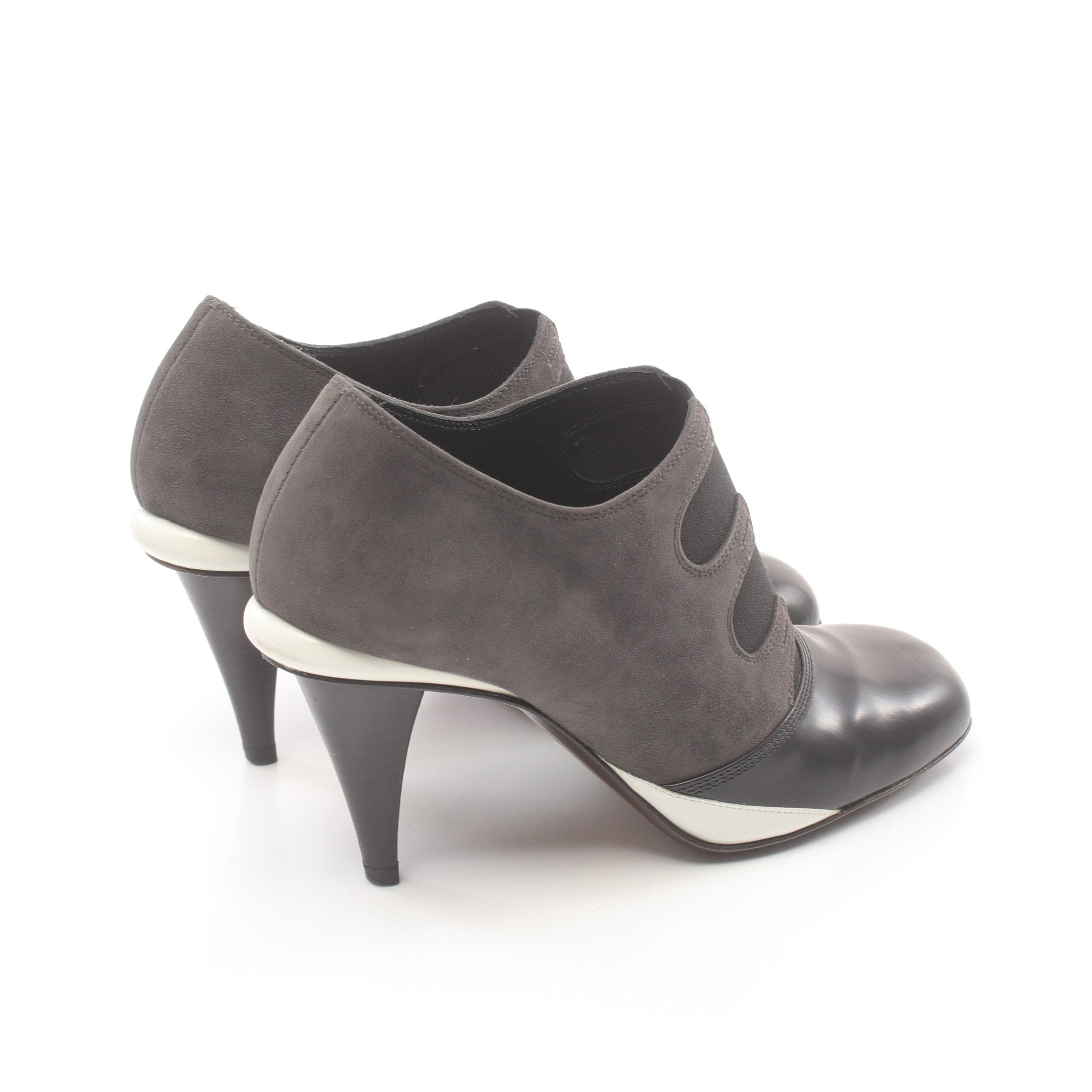 FENDI Booties Pumps Leather Suede Dark gray Black