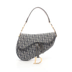 Dior Saddle bag Trotter Handbag Canvas Leather Light gray Navy