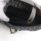 Dior Saddle bag Trotter Handbag Canvas Leather Light gray Navy