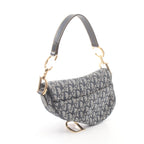 Dior Saddle bag Trotter Handbag Canvas Leather Light gray Navy