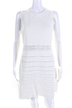 Chloe Womens Sleeveless Stretch Knit A Line Dress Optic White