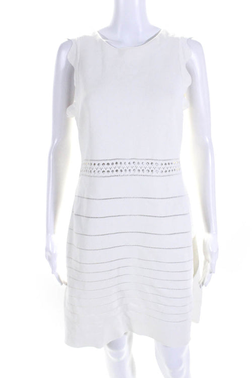 Chloe Womens Sleeveless Stretch Knit A Line Dress Optic White