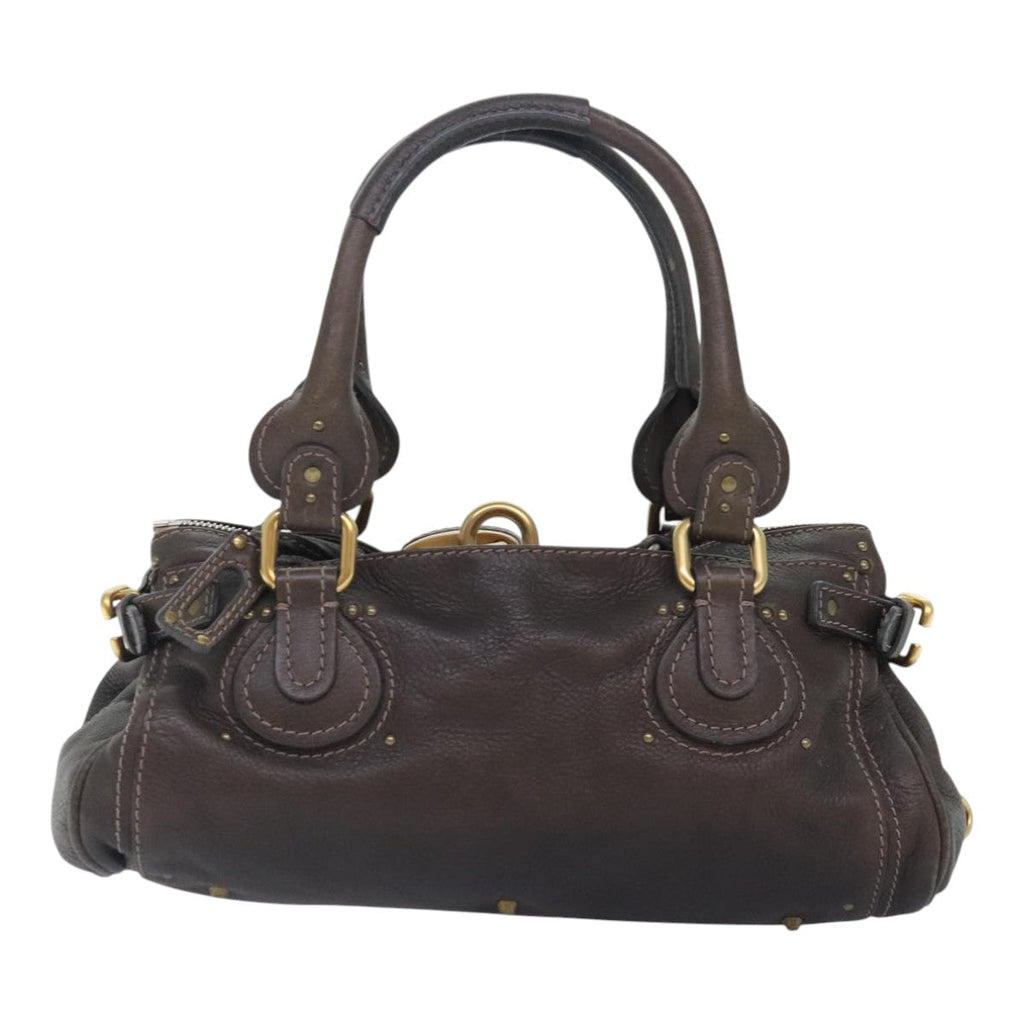 Chloe Paddington Shoulder Bag Leather Brown Gold Silver 92665