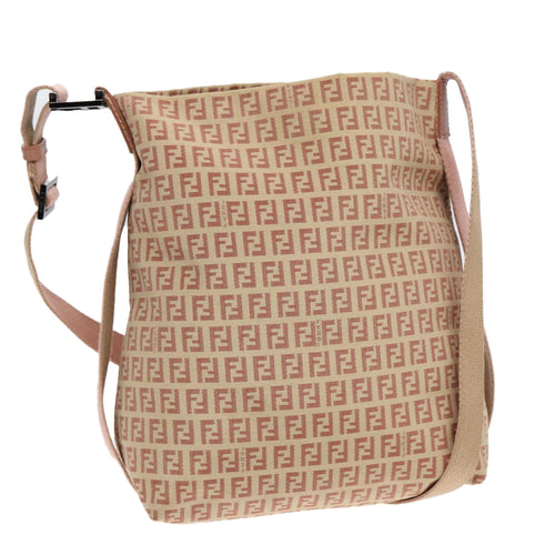 FENDI Zucchino Canvas Shoulder Bag Beige92675