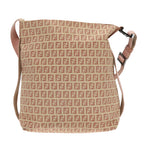 FENDI Zucchino Canvas Shoulder Bag Beige92675