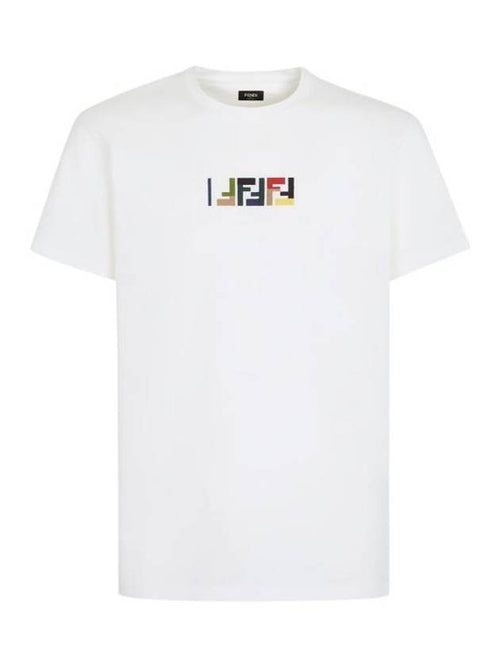 Fendi Embroidered Logo Short Sleeve T-Shirt White
