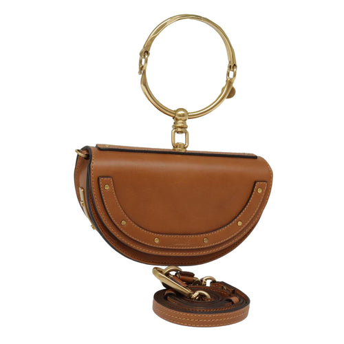 Chloe Nile Minaudière Shoulder Bag Leather Brown Gold 92765