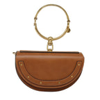 Chloe Nile Minaudière Shoulder Bag Leather Brown Gold 92765