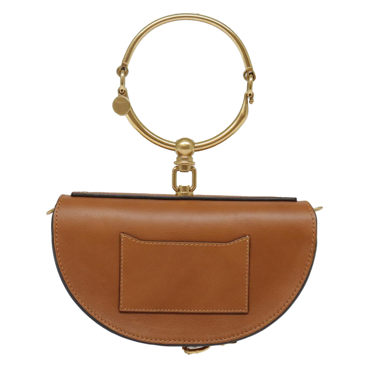 Chloe Nile Minaudière Shoulder Bag Leather Brown Gold 92765