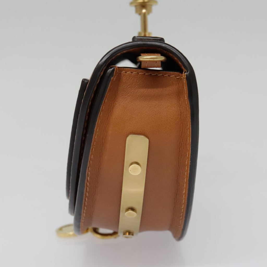 Chloe Nile Minaudière Shoulder Bag Leather Brown Gold 92765