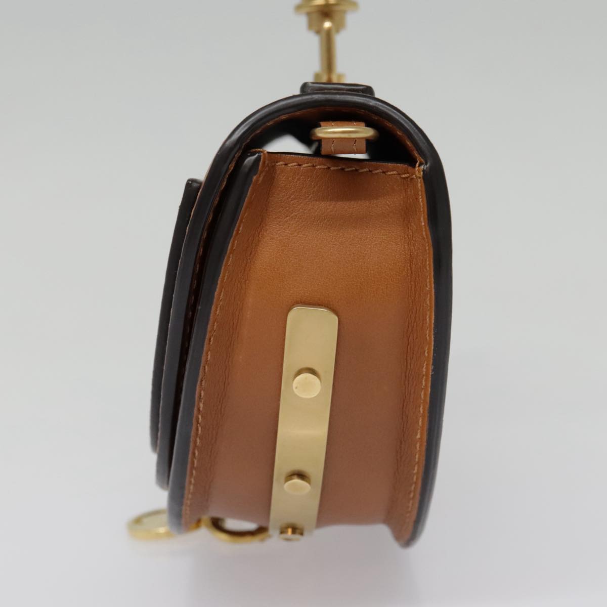 Chloe Nile Minaudière Shoulder Bag Leather Brown Gold 92765