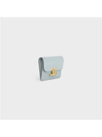 CELINE Triomphe Shiny Calfskin Flap Card Holder Ice Blue