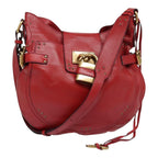 Chloe Paddington Shoulder Bag Leather Red Gold 92813