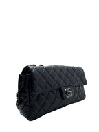 CHANEL- Black Patent Leather Quilted Medium Flap
