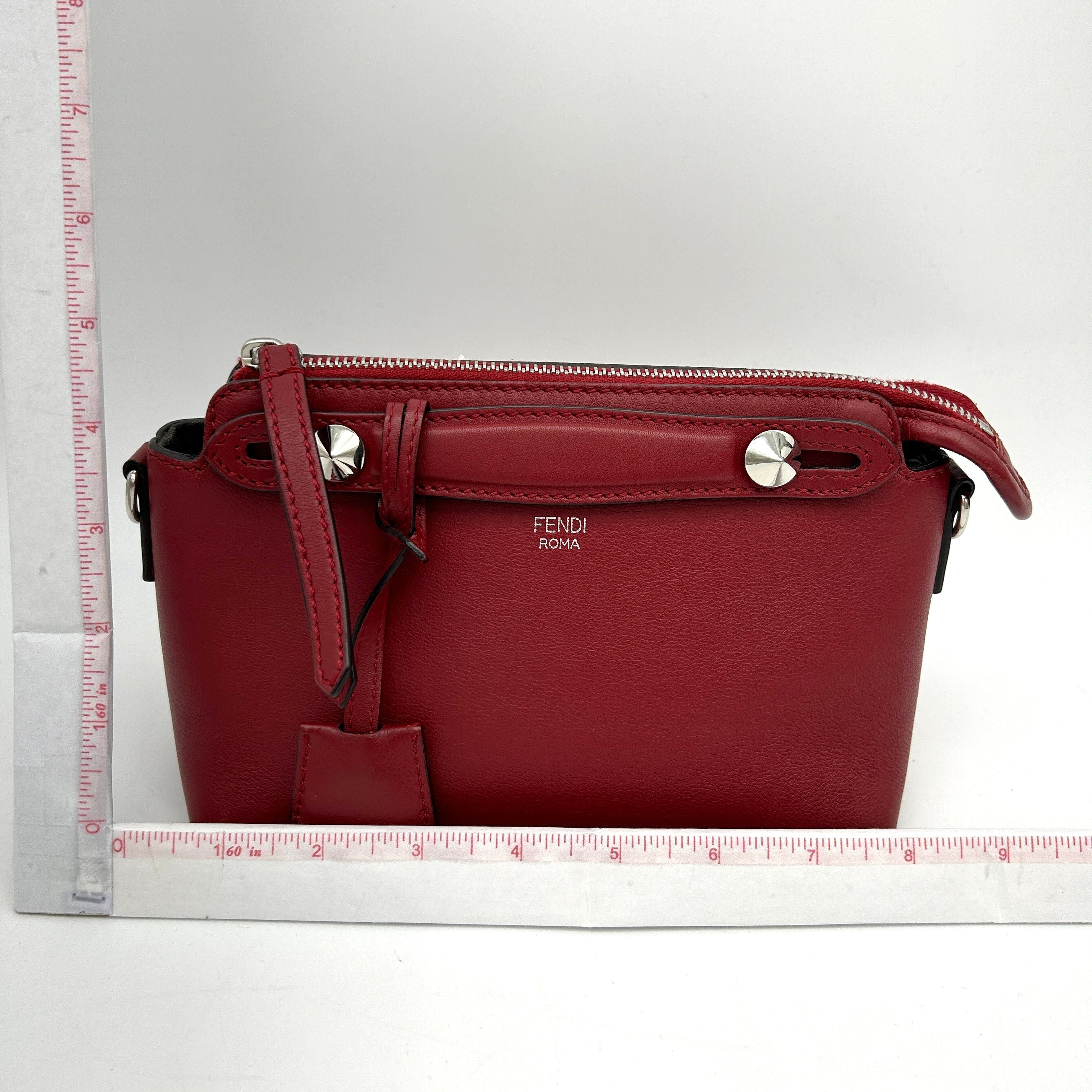 FENDI Vitello Dolce Marmol Medium By The Way Boston Bag Ciliegia LA7973