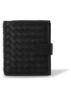 Bottega Veneta Intrecciato Zipper Half Wallet Black