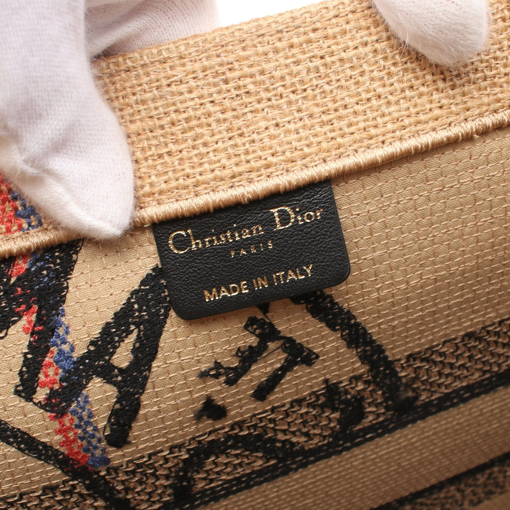 Dior BOOK TOTE Book tote Medium Dior Union Handbag Tote bag Jute Canvas Beige Multicolor