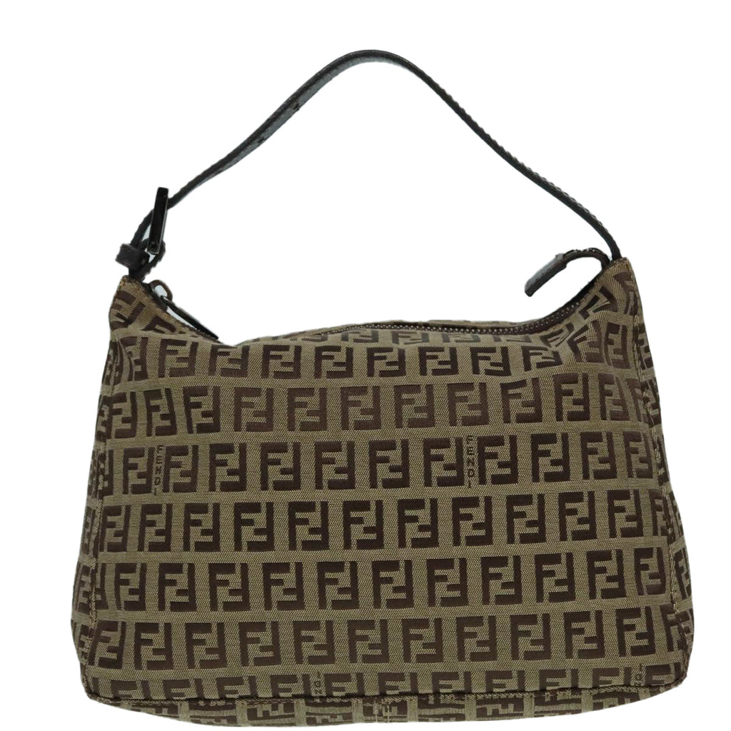FENDI Zucchino Canvas Hand Bag Beige Brown92979