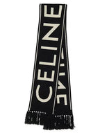 CELINE logo wool cashmere muffler black