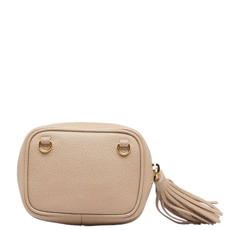 Saint Laurent Mini Lou Bag in Grained Leather Beige 635088