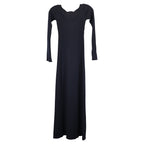 Chloe Ribbed Knit Dress in Navy Blue Wool