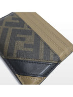 Fendi Fendi FF logo black brown card wallet 7M0164