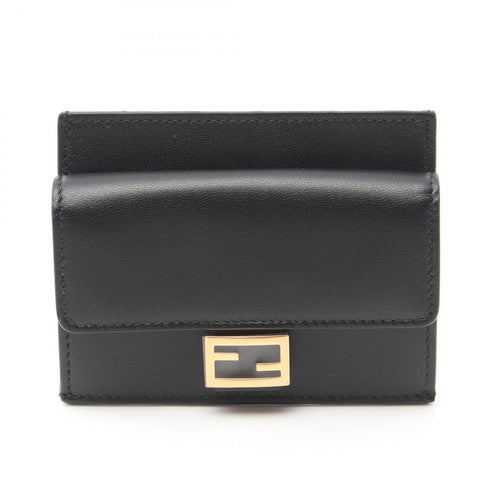 FENDI Baguette Card case Leather Black