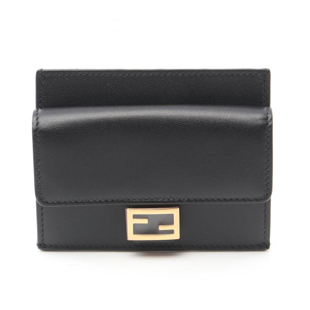 FENDI Baguette Card case Leather Black