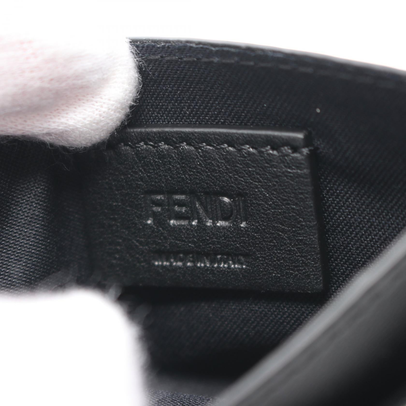 FENDI Baguette Card case Leather Black