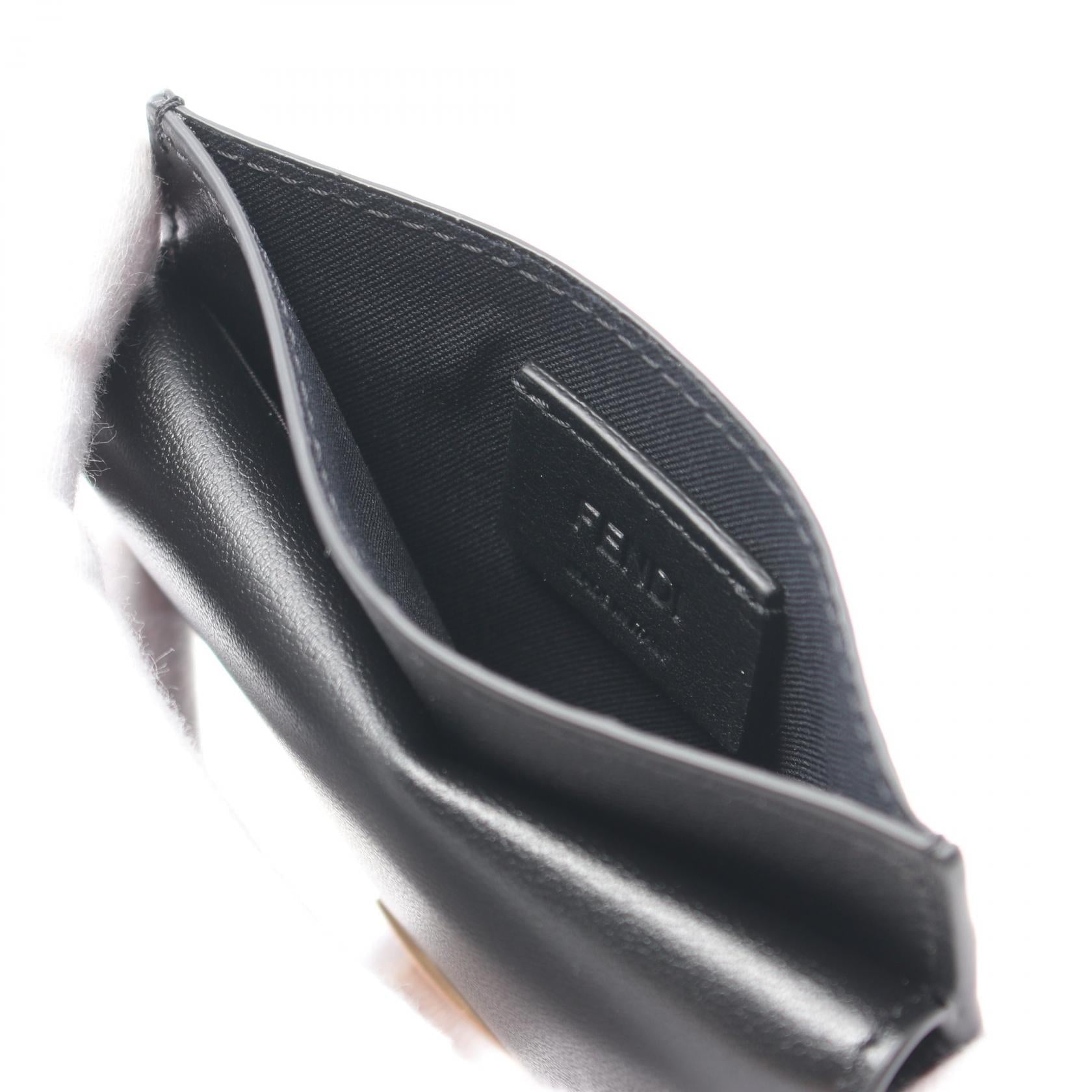 FENDI Baguette Card case Leather Black