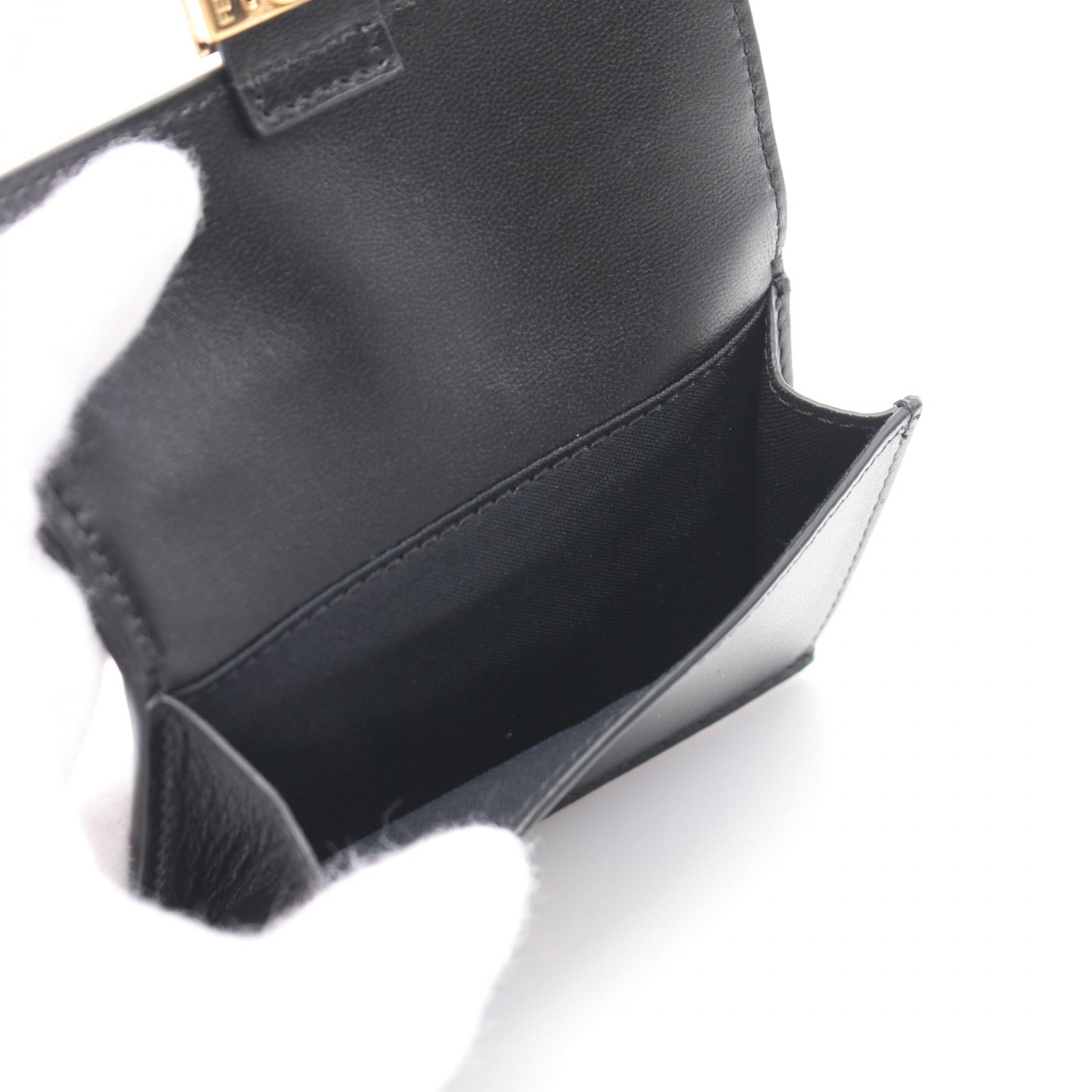 FENDI Baguette Card case Leather Black