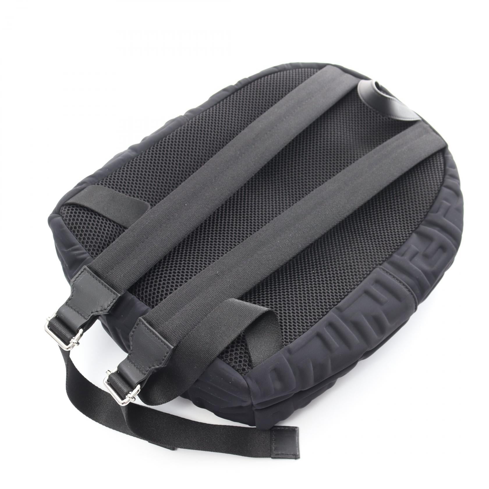 FENDI Zucca Backpack Rucksack Nylon Leather Black