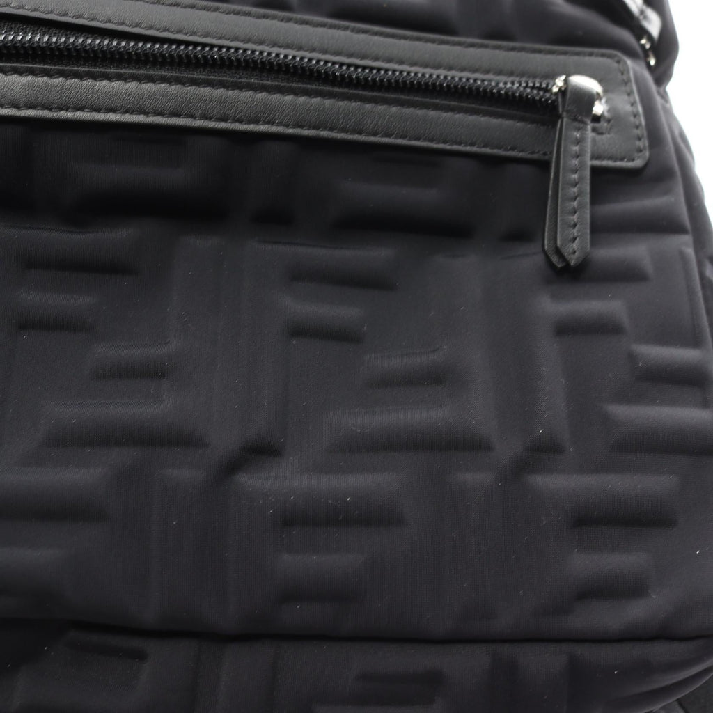 FENDI Zucca Backpack Rucksack Nylon Leather Black