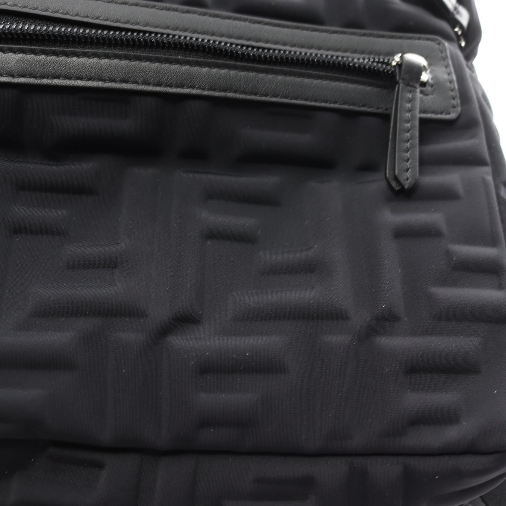 FENDI Zucca Backpack Rucksack Nylon Leather Black
