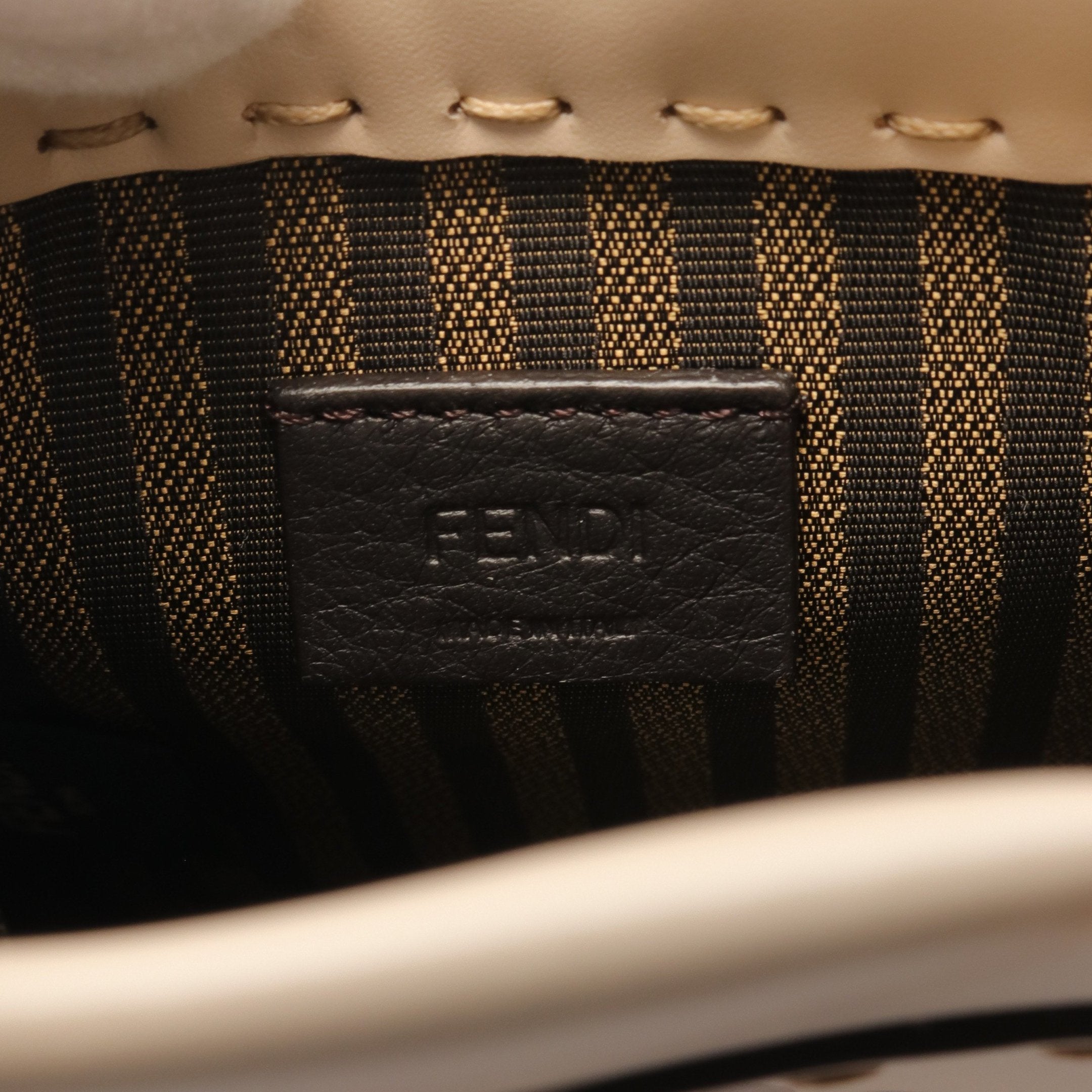 FENDI Sunshine Shopper Mini Handbag Leather Beige 2WAY