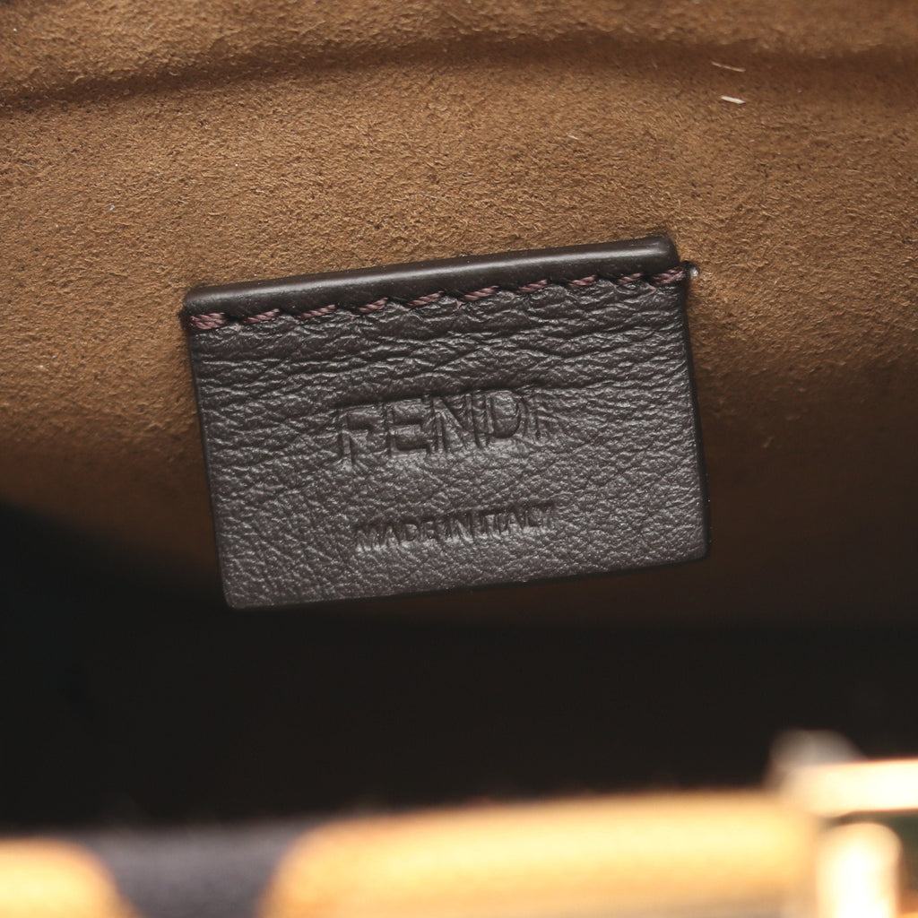 FENDI Handbag Canvas Leather Yellow brown Black 2WAY