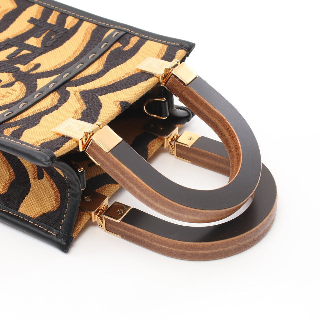 FENDI Handbag Canvas Leather Yellow brown Black 2WAY