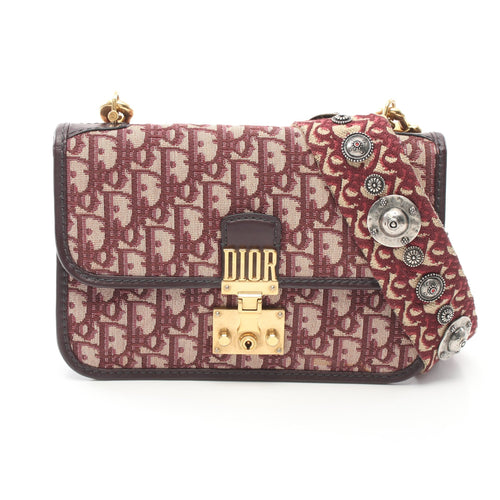 Dior Addict Oblique Shoulder bag Canvas Leather Beige Bordeaux