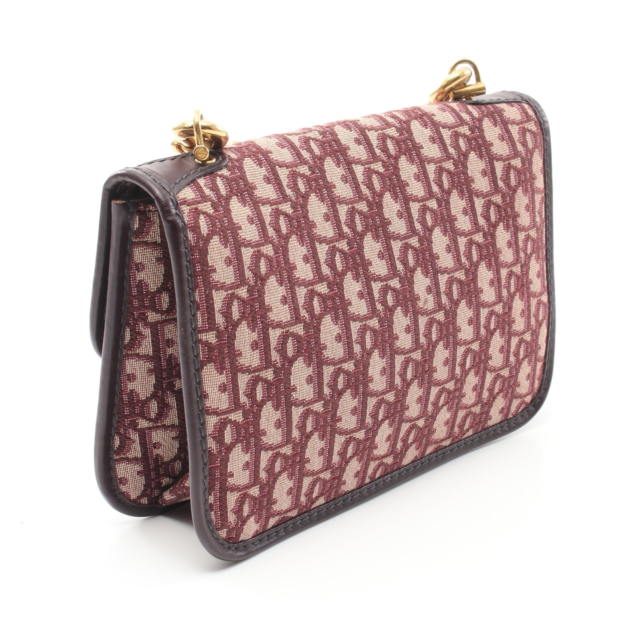 Dior Addict Oblique Shoulder bag Canvas Leather Beige Bordeaux