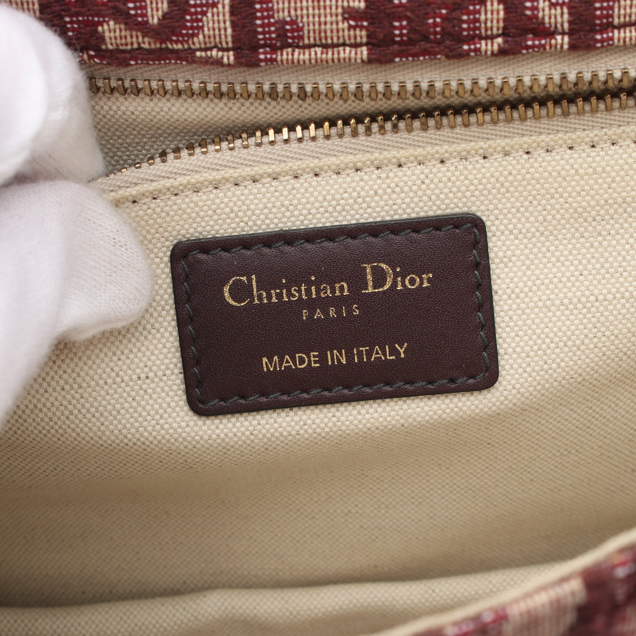 Dior Addict Oblique Shoulder bag Canvas Leather Beige Bordeaux