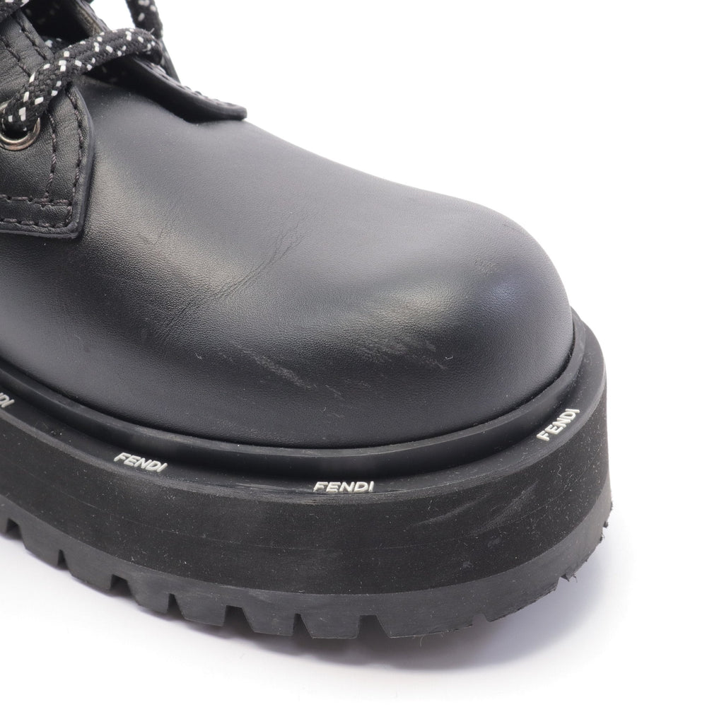 FENDI Lace up Boots Leather Black