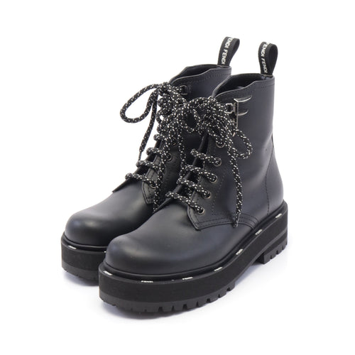 FENDI Lace up Boots Leather Black