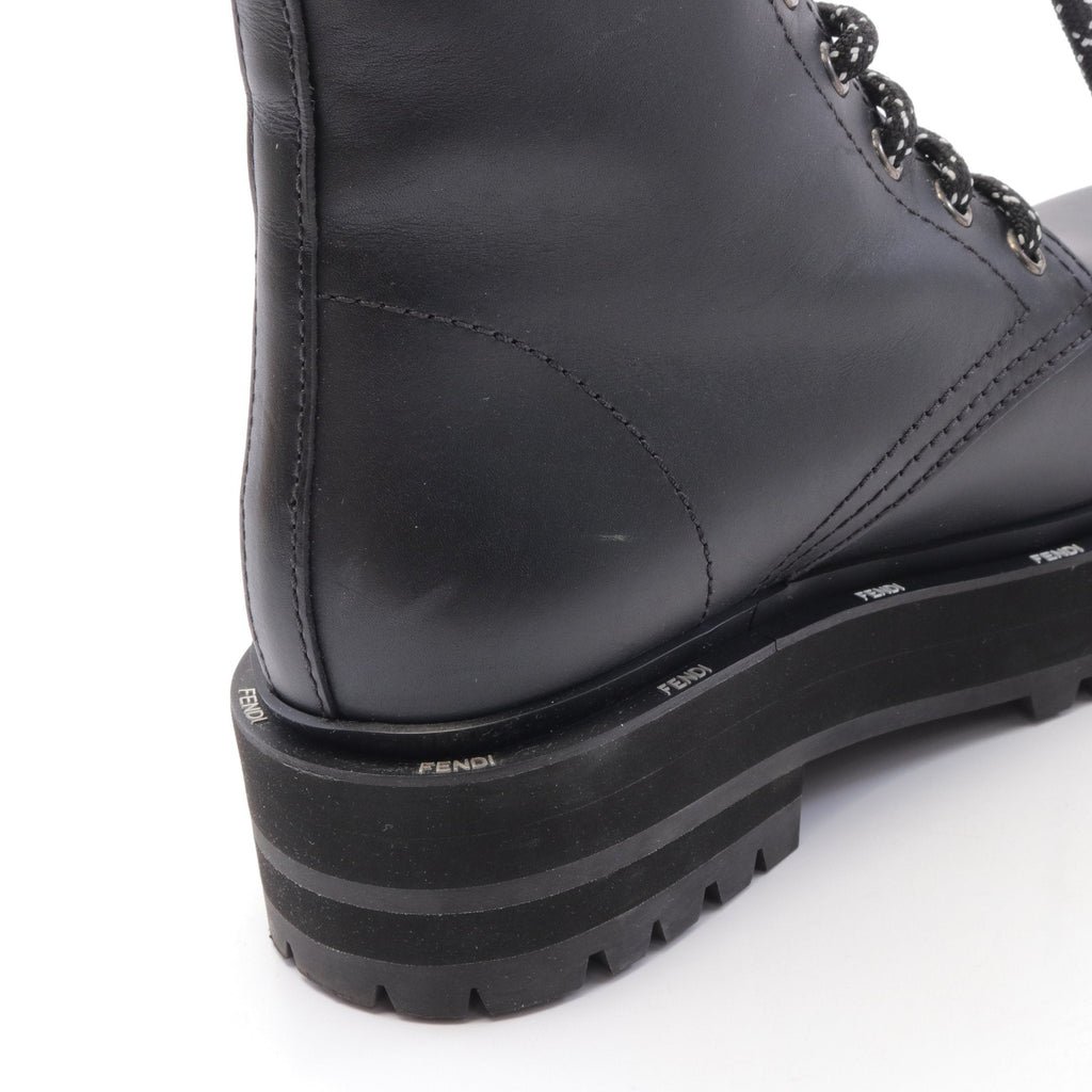 FENDI Lace up Boots Leather Black